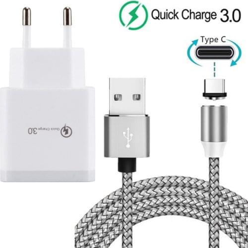 For Samsung A71 M31 A20 Phone QC 3.0 usb Fast Charger Magnetic Type C Cable for Huawei P30 P40 Pro Honor 30 20 9X Redmi 8 Note 7