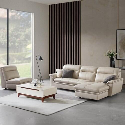 Home furnishing modern simple leather sofa living room large and small house type light luxury leather art combination furniture