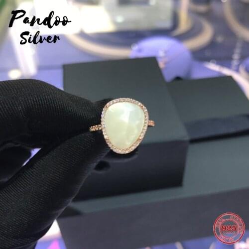 Fashion Charm Silver Plated Copy 1:1 Replica, White Nacre Ring Black Hematite Ring Women Luxury Jewelry Gift