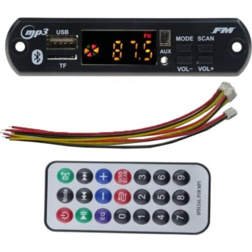 Bluetooth-compatible 5.0 MP3 player color screen decoder board USB AUX car audio FM module 12V TF hands-free call recording