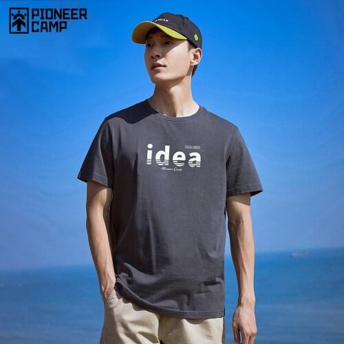Pioneer Camp Fashion T-shirts Men 2021 Black Blue Gray O-neck Men 100% Cotton Mens Summer Clothing ATK01105532