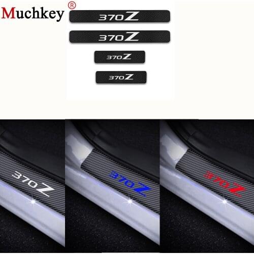 Door Threshold Plate For Nissan 370Z Welcome Pedal Car Door Sill Scuff Plate Guard Carbon Fiber Vinyl Sticker 4Pcs Car Styling