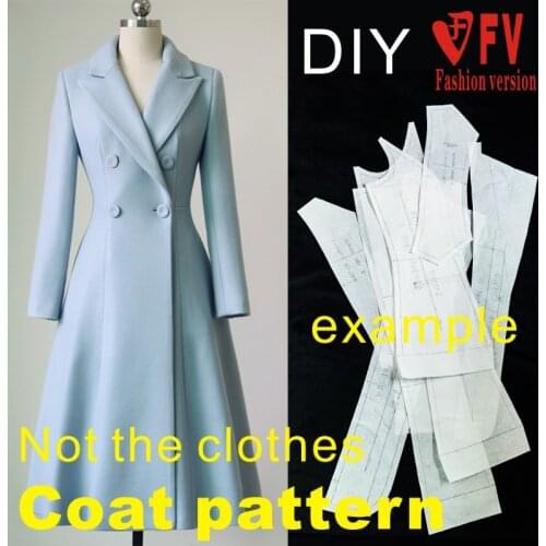 New big-name womens mid-length coat coat pattern 1:1 garment sewing structure drawing BFY-221