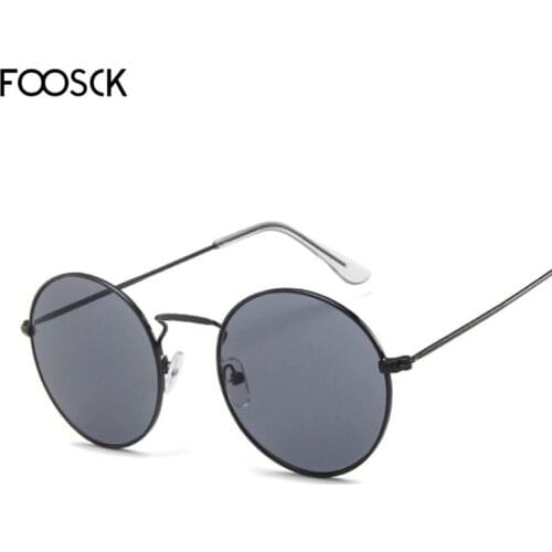 FOOSCK Ladies Brand Designer Oversized Round Sunglasses Women Red Yellow Clear Sun Glasses Alloy Frame Mirror Sunglass Female Sh