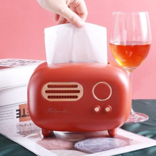 Radio Shaped Tissue Box Creative Desktop Napkin Box Hotel Household Simple Plastic Car Retro Toilet Pumping Tray