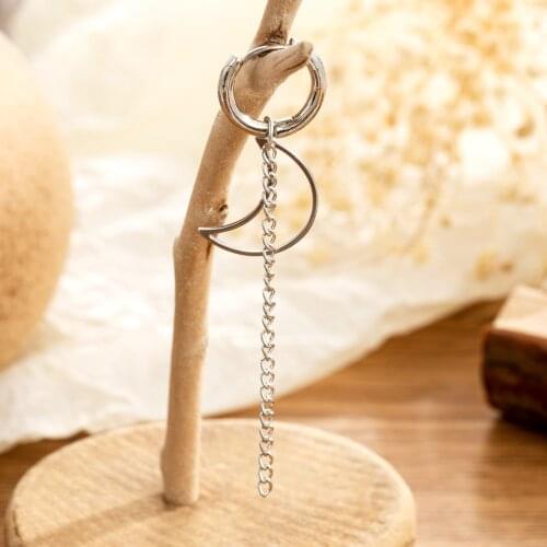 Simple Moon Long Chain Earrings for Women Shine Sun Crescent Geometric Punk Tassel Piercing Earring Goth Party Jewelry
