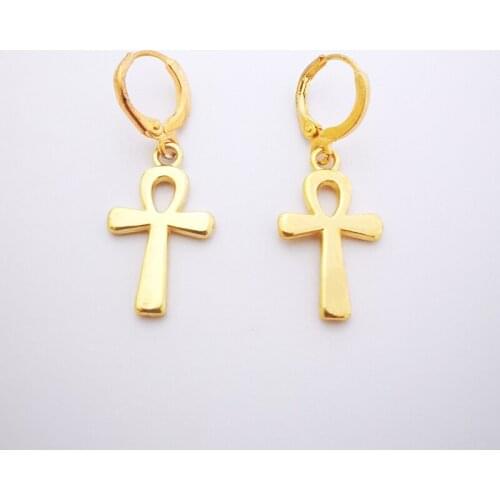 Korean Version of Simple Cross Earrings, Egyptian Cross Pendant, Gothic Punk Rock Style, Fashion Jewelry Gifts for Ladies