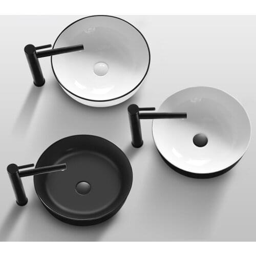 Nordic Round White Above Counter Basin Ceramic Wash Basin Household Basin Washbasin Minimalist Art Basin Bathroom Sink Bowl