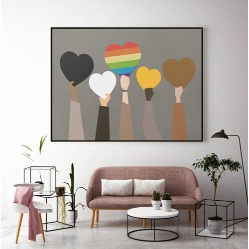 Diversity Hands Love Peace Kindness Canvas Painting Wall Art Nordic Posters and Prints Wall Pictures for Living Room Decoration