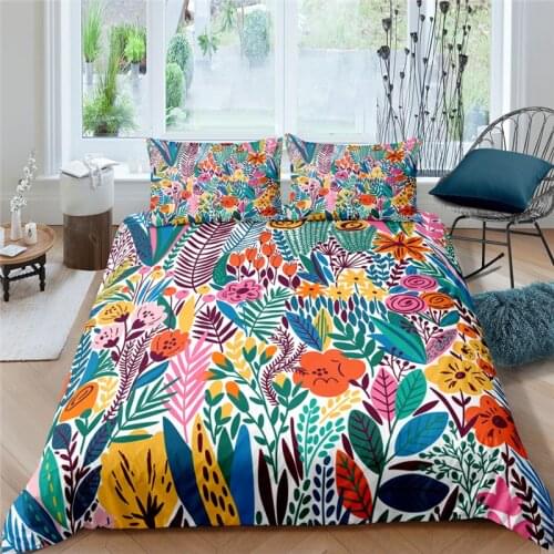 Luxury 3D Flower Print 2/3Pcs Kids Bedding Set Comfortable Duvet Cover Pillowcase Home Textile Queen and King EU/US/AU Size