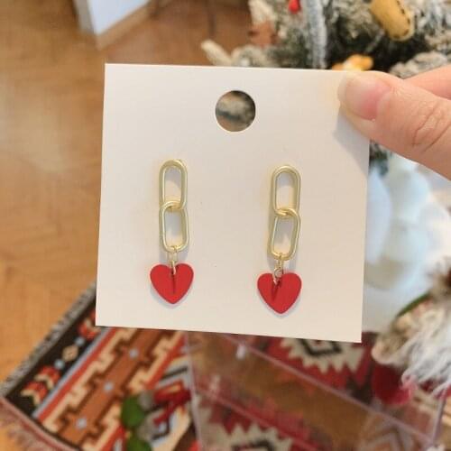 S925 Needle Fashion Earrings Autumn Winter Jewelry Celebration Warm Red Bowknot Sweet Heart Earrings For Women Girl Gifts Party