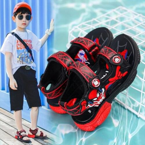 Disney cartoon childrens spiderman boy girl baby non-slip soft bottom beach shoes summer sandals student sandals