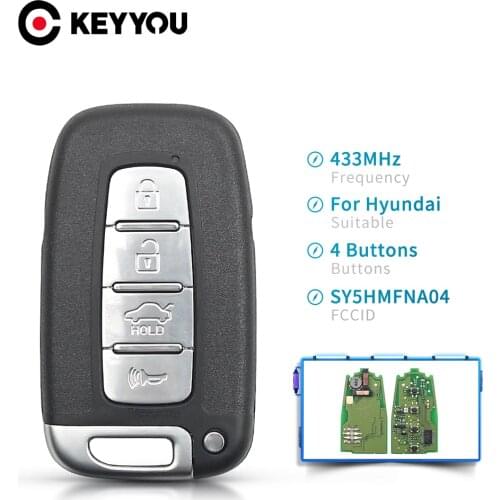 KEYYOU Smart Remote Control key Keyless Entry Fob 4 Button 433MHz With ID46 Chip for Hyundai I30 IX35 SY5HMFNA04