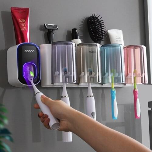 Wall Mount Automatic Toothpaste Dispenser Bathroom Accessories Set Toothpaste Squeezer Dispenser Bathroom Toothbrush Holder Tool