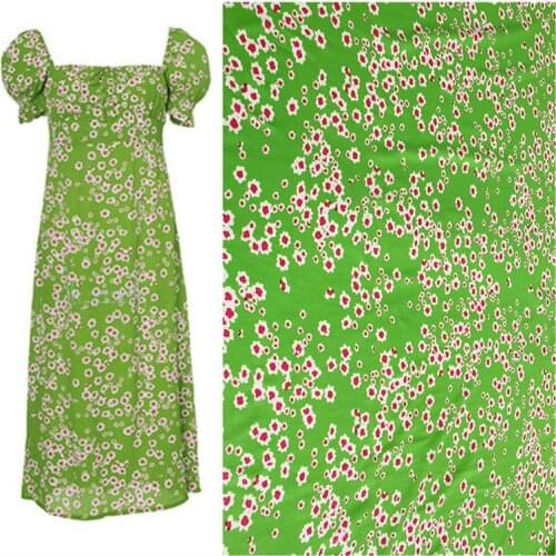 145 cm width rayon fabric cloth meter material apple green printed dress handmade DIY fabric wholesale cloth