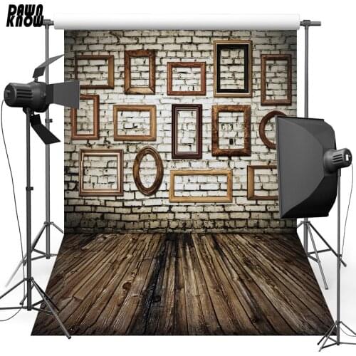 DAWNKNOW Brick Wall New Fabric Polyester Background For Newborn Wood Floor Vinyl Backdrop For Personal Photo Studio S2584