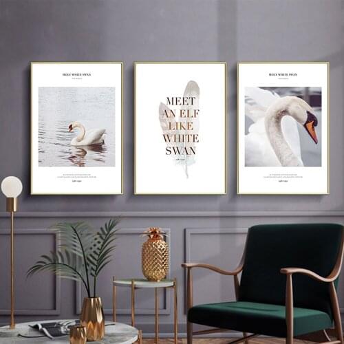 Funny White Swan Painting Black And White Posters Canvas Painting Kids Wall Pictures Wall Picture Modern Decor