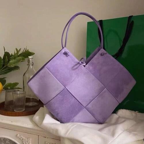 Women New Elegant Tote Bag Purple Weave Suede Leather Personality All-match Shoulder Bag Fashion Tide Underarm Handbag 2021