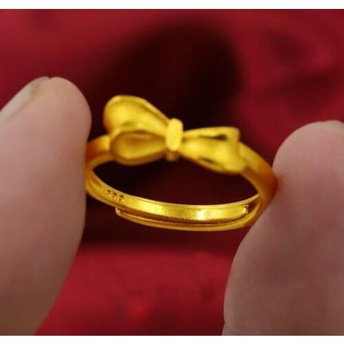 Bow knot Anniversary Rings 18K Gold Rings for Women Romantic Gifts Elegant Accessories Daily Wearable Ring Hot