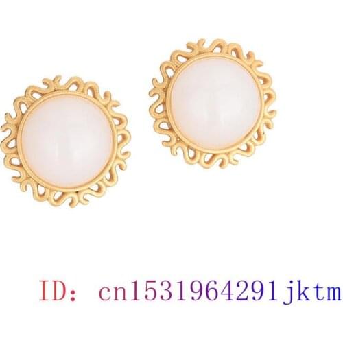 White Jade Ear Studs Gemstone Earrings Amulet Chalcedony Crystal Fashion Natural Jewelry 925 Silver Gifts Zircon Women