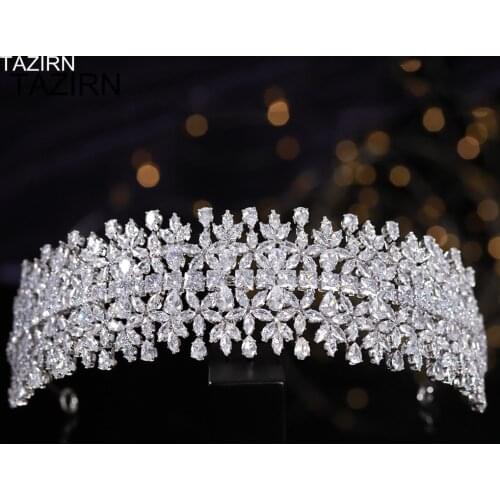 Trendy 5A Cubic Zirconia Sweet 16 Princess Headband CZ Wedding Bridal Tiaras Zircon Party Hair Jewelry Accessories for Bride