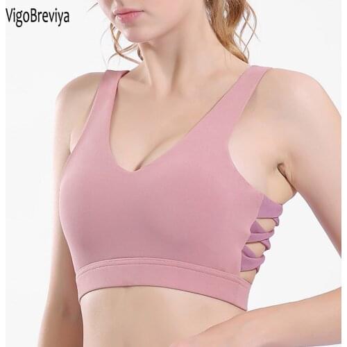 VigoBreviya Women Pink Push Up Seamless Sports Bra High Impact Workout Sport Top Crop Fitness Active Wear For Yoga Gym Brassiere