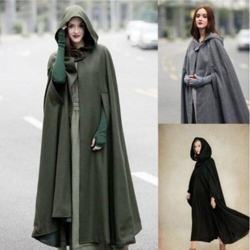 Winter Women Cloak High Quality Female Vintage Thick Hooded Windproof Warm Long Poncho Cape Open Front Cardigan Overcoat Trench