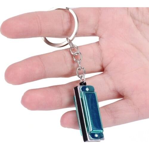 1 PC Harmonica Toy Keychain Mouth Organ Keyring Pendent Rad Silver Tone Color Random 4.2*1.4*1.1 CM