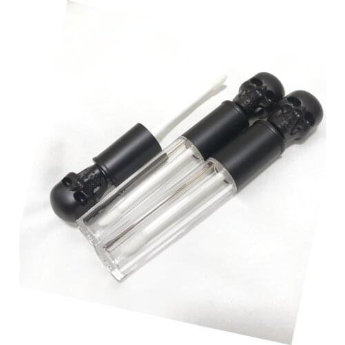 10/25pcs Frosted Black Skull Cap Clear Lip Gloss Container Empty Lipgloss Wand Tube DIY Makeup Transparent Liquid Lip Balm Tubes