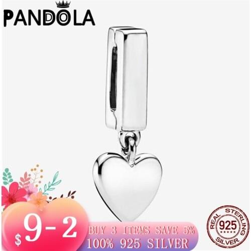 2021 new 925 Sterling Silver Heart Dangle Clip Charms Beads Bracelet Fit Original Pandora Bracelet DIY Jewelry For Women Charms