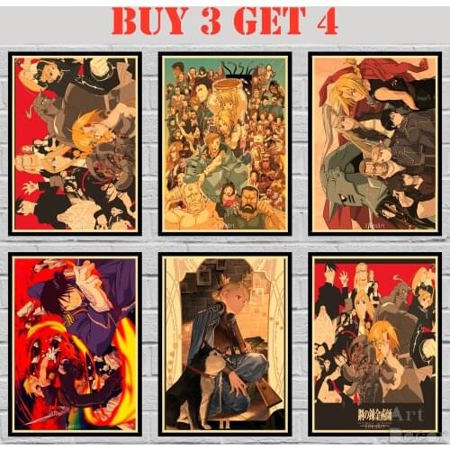 28 Designs Anime Fullmetal Alchemist Kraft paper Poster Art Painting Fancy Wall Sticker 2 42X30cm