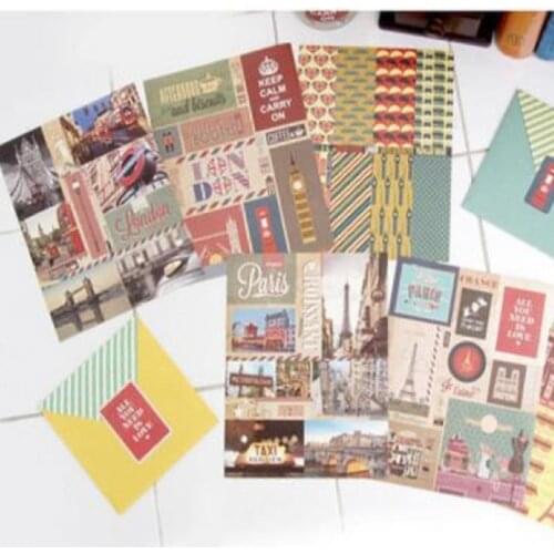 3Sheets Suitcase Traveling Paper Stickers Set London And Paris Design Scrapbooking DIY Sticker Home Decoration