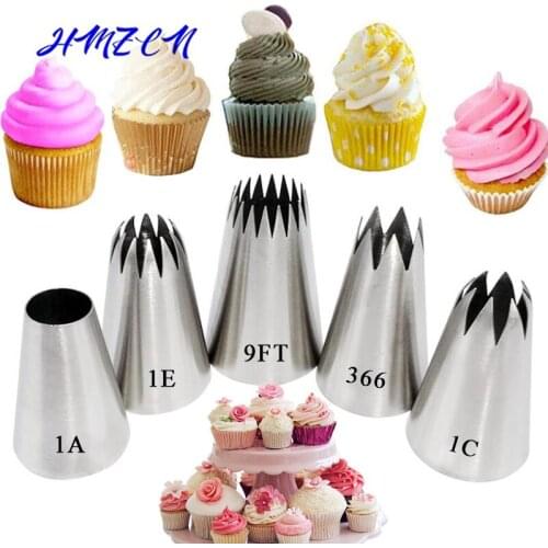 5pcs Large Metal Cake Cream Decoration Tips Set Pastry Tools Stainless Steel Piping Icing Nozzle Cupcake Head Dessert Decorators
