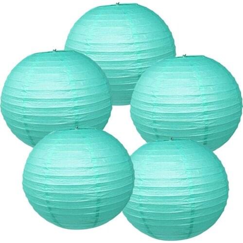 5pcs 14 inch Baby Blue Paper Lantern Big Round lampion Wedding Party Baby Shower Event Hanging lanterne papier Diy Decor Favor