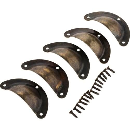 5Pcs 50*22mm Cupboard Antique Brass Shell Pull Handles Retro Metal Kitchen Drawer Cabinet Door Handle Furniture Knobs Handware