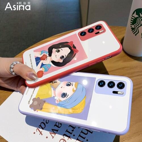 ASINA Tempered Glass Case For Huawei P40 P30 P20 P Smart 2019 Cover Cartoon Bumper For Nova3 3i 5t 7 8 Pro Flower Coque Capas