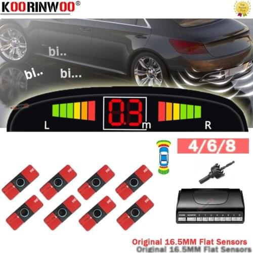 Koorinwoo Auto Parktronics 4/6/8 Front + back Radars Flat Led Lights Parking Sensors For Cars Security Protection Radar Detector