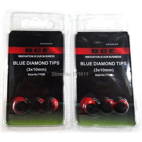 Free shipping 9pcs/lot BCE 3*10MM black Blue Diamond tips professional snooker leather cue tip/snooker tips