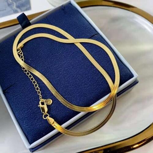 Pure Solid Sterling Silver 925 Vintage Flat Wide Snake Bone Chain Matching Necklace For Women Party Fine Jewelry Accessories