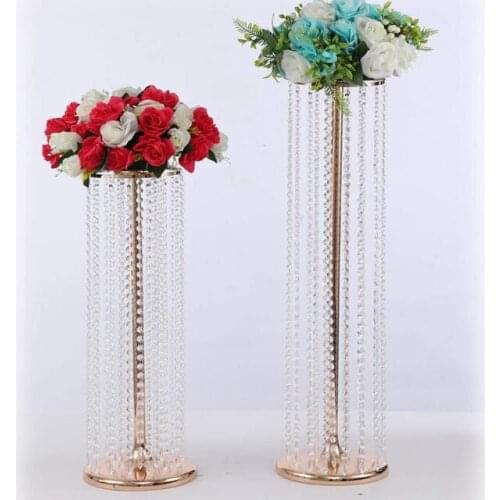 Rystal Flower Stand Wedding Centerpieces on Floor, Tall Metal Flower Arrangement Stand, Tabletop Flower Vase for Wedding Party