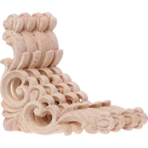 4Pcs/Set Wood Carved Corner Onlay Applique Unpainted Frame Cupboard Cabinet Decal For Home Furniture Decor Craft 8x8cm