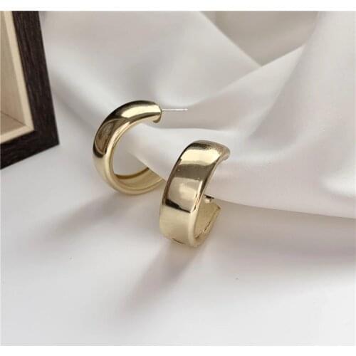 S925 needle European and American minimal personality big earring metal mirror earrings, Korean version of the hipster temperame