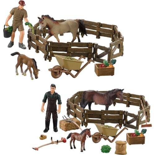 Horse Figure Set Scene Men Sculpture Model Gift for Kids Home Room Ornament