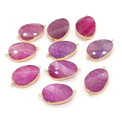 Hot Sale Natural Gem Stone Pendant Connector Faceted Stone Charms for DIY Necklace Jewelry Making Supplies 25x40mm