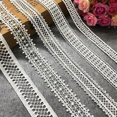 GXINUG 1 Yard Soluble Symmetrical Cross Line Dots Embroidered Lace Trim Ribbon DIY Sewing Craft For Costume Hat Decoration