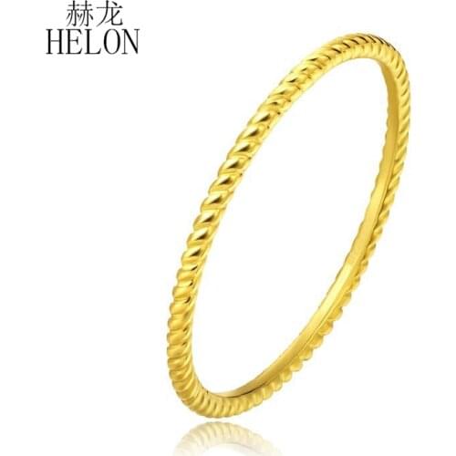 HELON Real 14k Yellow Gold Engagement Wedding Ring For Women Beautiful Exquisite Classic Girl Gift Party Trendy Fine Jewelry