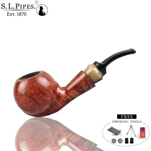 ▂ξ Smoker Briar Wood Smoker Pipe Creative Smoking Pipe Short Bent Stem Fit For 9MM Filters With Free Smoking Tools Freeshipping