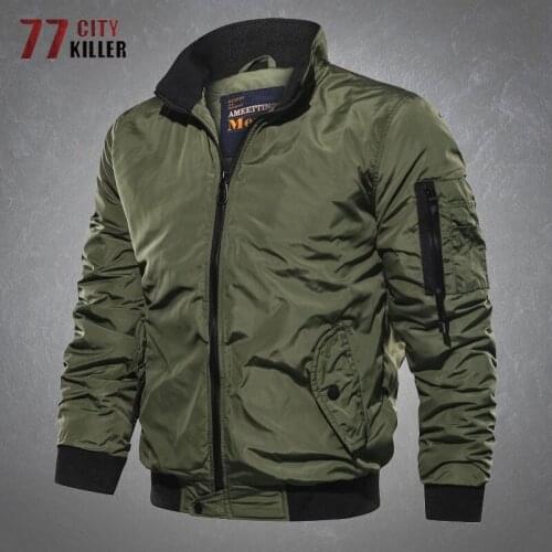 Bomber Jacket Men Casual Fashion Solid Color Thicken Cargo Coats Male Army Combat Military Tactical Mens Jackets Big Size 5XL