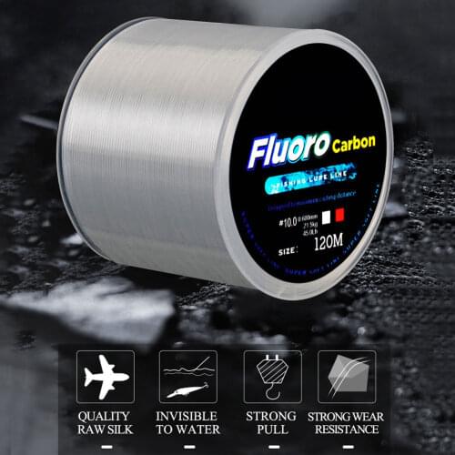 120M Fishing Line Carbon Fiber Coating Nylon String Cord Clear Fluorocarbon Strong Fishing Wire Fishing Equipment