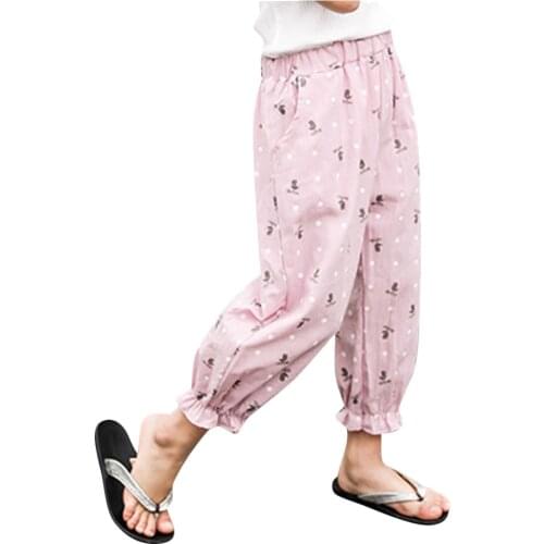 Girls Summer Pants Very Soft Floral Printed Girls Harem Pants Kids Legging Teenager Trousers Baby Clothing 6 8 10 12 13 14 Year